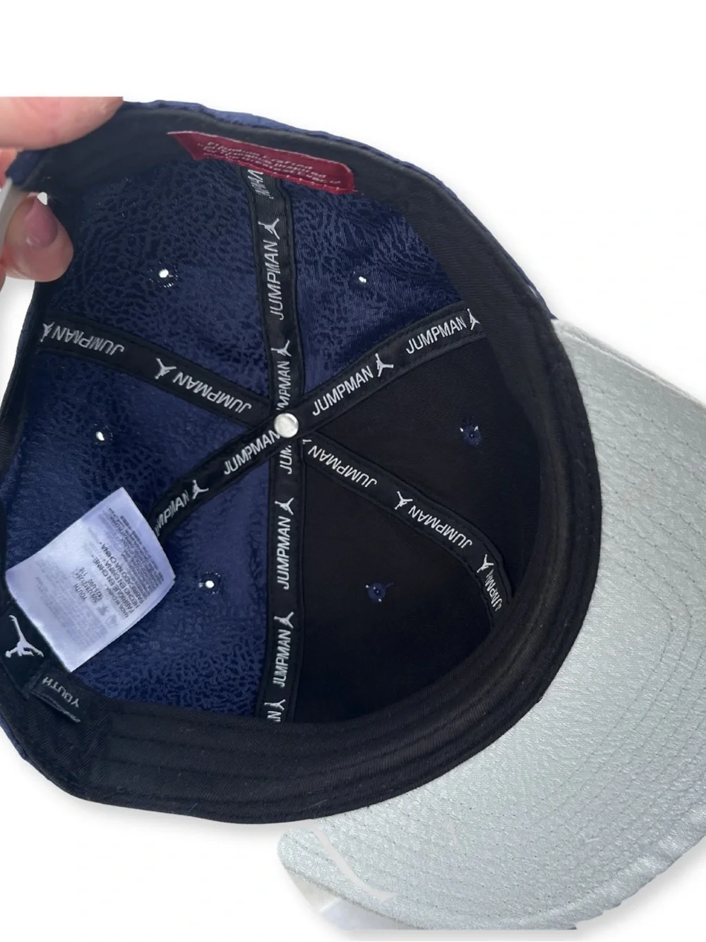 Nike Jordan Youth Snapback Hat Elephant Print Navy Gray Jumpman Adjustable Cap